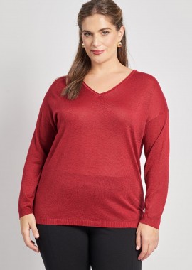 Πλεκτό lurex τοπ με V