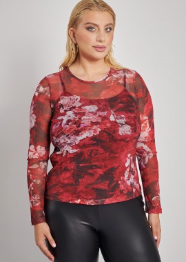 PRBT Μπλούζα ημιδιάφανη εμπριμέ