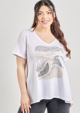 T-shirt βαμβακερό με abstract στάμπα