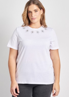 T-shirt βαμβακερό με στρας