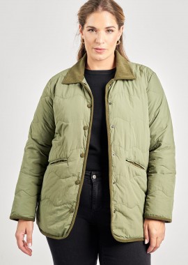 Τζάκετ καπιτονέ με κοτλέ γιακά