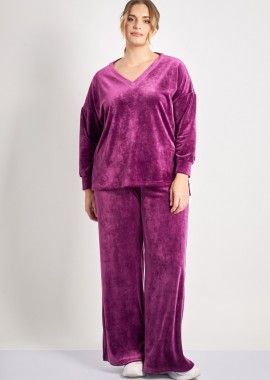 Βελούδινο παντελόνι Wide Leg