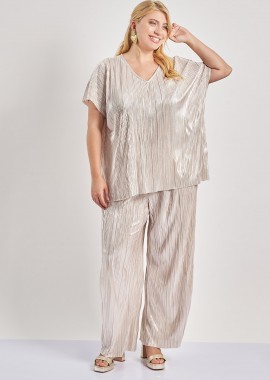 Βραδινή παντελόνα πλεκτή με φόιλ VERO MODA