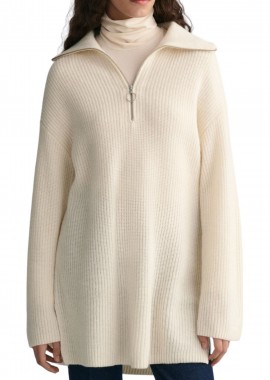 Πουλόβερ Gant Wool Ribbed Half Zip 4805163-130 Γυναικείο