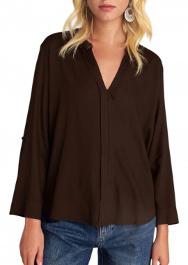 Τουνίκ Attrattivo Μονόχρωμη Με V 91372231J-CHESTNUT Γυναικείο