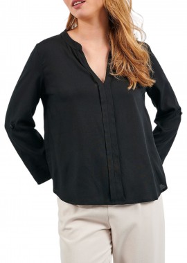 Τουνίκ Attrattivo Mονόχρωμη Mε V 91372231-BLACK Γυναικείο