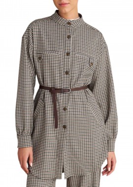 Πουκάμισο Μακρυμάνικο Attrattivo Καρό Με Ζώνη 92006608-MULTICOLOR Γυναικείο