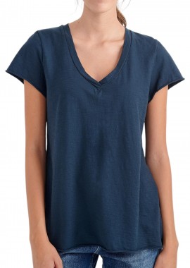Μπλούζα Κοντομάνικη Attrattivo V-Neck Με Τελείωμα Χωρίς Στρίφωμα 9904391-BLUE Γυναικείο