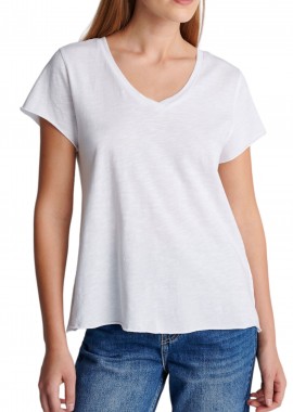 Μπλούζα Κοντομάνικη Attrattivo V-Neck Με Τελείωμα Χωρίς Στρίφωμα 9904391-WHITE Γυναικείο