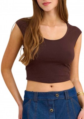 Top Attrattivo Μονόχρωμο 9905044J-CHOCOLATE Γυναικείο