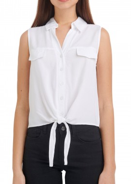 Πουκάμισο Κοντομάνικο Attrattivo Με Δέσιμο Εμπρός 9907588-WHITE Γυναικείο