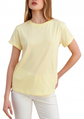 Μπλούζα Κοντομάνικη Attrattivo Μονόχρωμη 9908970D-YELLOW Γυναικείο