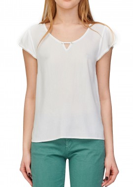 Top Attrattivo Mε Διακοσμητικά Κουμπάκια 9909368-WHITE Γυναικείο