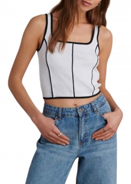 Μπλούζα Αμάνικη Attrattivo Cropped Με Διχρωμία 9920368-WHITE Γυναικείο