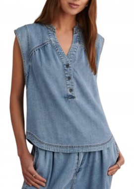 Top Attrattivo Με Μάο Γιακά Denim Όψη 9920468-BLUE Γυναικείο
