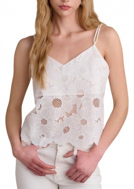 Top Attrattivo Με Κεντητά Λουλούδια 9920688-WHITE Γυναικείο