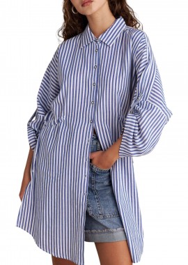 Πουκάμισο Μακρυμάνικο Attrattivo Μακρύ Ριγέ 9921230-BLUE Γυναικείο