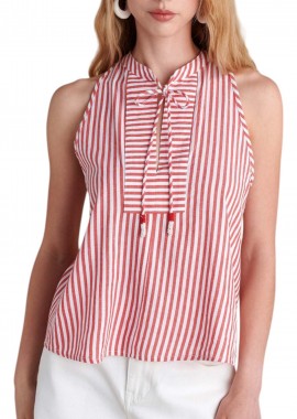 Top Attrattivo Ριγέ Με Δέσιμο 9921232-RED Γυναικείο