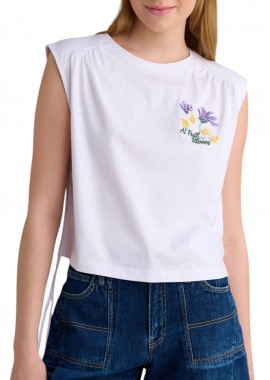 Μπλούζα Αμάνικη Attrattivo Με Κέντημα 9921294-WHITE Γυναικείο