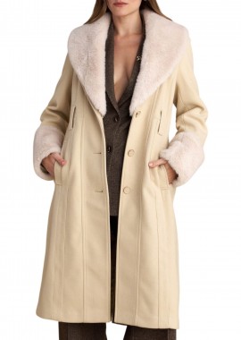 Παλτό Attrattivo Με Γούνινες Λεπτομέρειες 9921782-VANILLA Γυναικείο