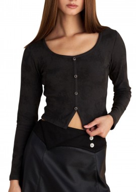 Μπλούζα Μακρυμάνικη Attrattivo Με Διακοσμητικά Κουμπιά 9922028-GREY Γυναικείο