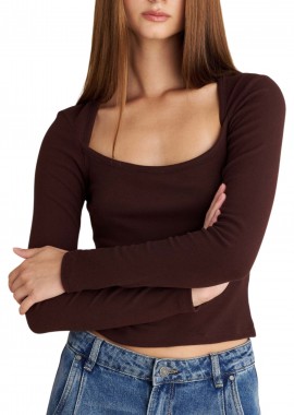 Μπλούζα Μακρυμάνικη Attrattivo Με Τετράγωνη Λαιμόκοψη 9922032-CHESTNUT Γυναικείο