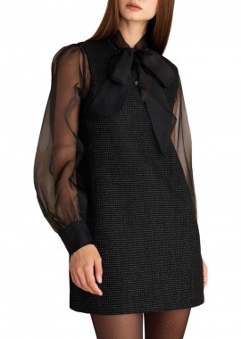 Φόρεμα Attrattivo Μονόχρωμο Με Ασημί Κλωστή 9922225-BLACK Γυναικείο