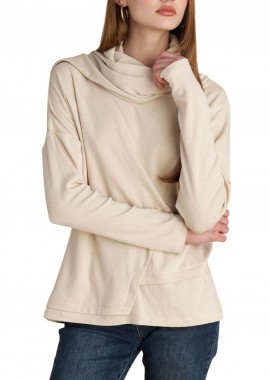 Μπλούζα Μακρυμάνικη Attrattivo Με Loose Λαιμό 9922258-VANILLA Γυναικείο