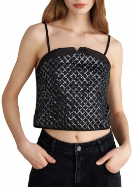 Top Attrattivo Με Παγιέτες 9922751-BLACK Γυναικείο