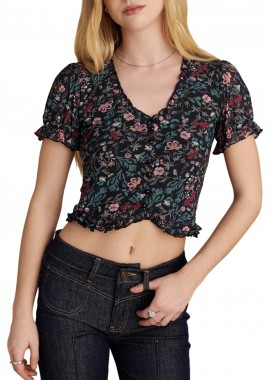 Top Attrattivo Cropped Φλοράλ 9922927-BLACK Γυναικείο