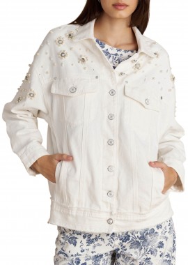 Μπουφάν Attrattivo Τζιν Με Διακοσμητικά Στοιχεία 9922954-WHITE Γυναικείο