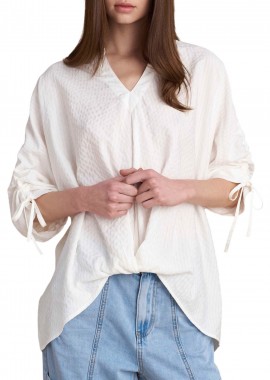 Μπλούζα Μακρυμάνικη Attrattivo Τουνίκ Με V Λαιμόκοψη 9922958-WHITE Γυναικείο