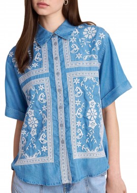 Πουκάμισο Κοντομάνικο Attrattivo Με Κεντήματα 9922960-LIGHT BLUE Γυναικείο