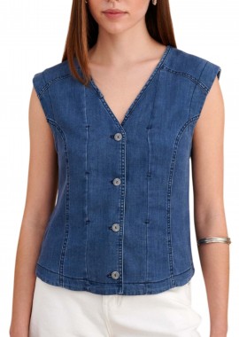 Πουκάμισο Κοντομάνικο Attrattivo Denim Αμάνικο 9923102-BLUE Γυναικείο