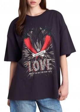 Μπλούζα Κοντομάνικη Attrattivo Με Στάμπα 9923124-ALMOST BLACK Γυναικείο