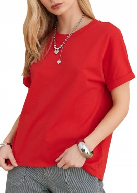 Μπλούζα Κοντομάνικη Attrattivo Με Κολιέ 9923125-RED Γυναικείο