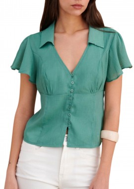 Πουκάμισο Κοντομάνικο Attrattivo Με Βολάν Στα Μανίκια 9923174-SOAP Γυναικείο