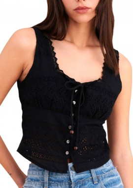 Top Attrattivo Με Διατρήσεις 9923181-BLACK Γυναικείο