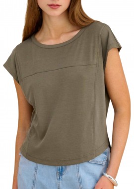 Μπλούζα Κοντομάνικη Attrattivo Κοντομάνικη Μονόχρωμη 9923269-KHAKI Γυναικείο