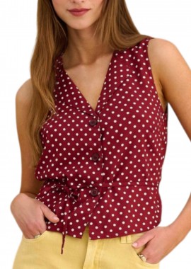 Πουκάμισο Κοντομάνικο Attrattivo Πουά 9923294-SPICE RED Γυναικείο