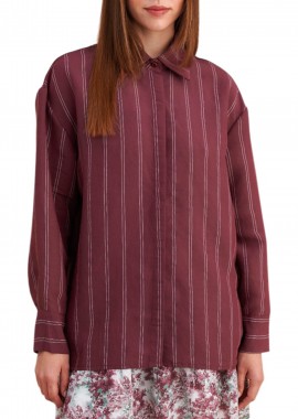 Πουκάμισο Μακρυμάνικο Attrattivo Με Ριγέ Μοτίβο 9923698-BORDEAUX Γυναικείο