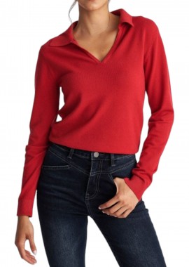 Μπλούζα Μακρυμάνικη Attrattivo Με V 9P20349C-RED Γυναικείο