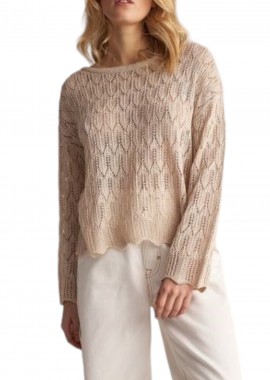 Μπλούζα Μακρυμάνικη Attrattivo Πλεκτή 9P20752-NATURAL Γυναικείο