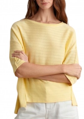 Μπλούζα Κοντομάνικη Attrattivo Πλεκτή Με Διακοσμητικά Εξώραφα 9P22486-YELLOW Γυναικείο