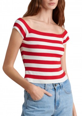 Μπλούζα Αμάνικη Attrattivo Πλεκτή Μαρινιέρα Αμάνικη 9P22488-RED Γυναικείο