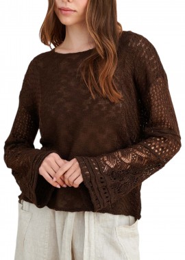 Μπλούζα Μακρυμάνικη Attrattivo Πλεκτή Με Ιδιαίτερα Μανίκια 9P23388-CHOCOLATE Γυναικείο