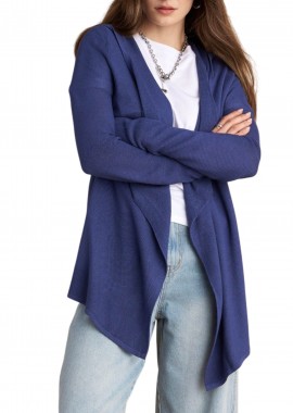 Ζακέτα Attrattivo Πλεκτή Με Κουκούλα 9P23392-INDIGΟ Γυναικείο