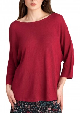 Μπλούζα Μακρυμάνικη Attrattivo Πλεκτή Με Ανοιχτή Λαιμόκοψη 9P23393-CHERRY Γυναικείο