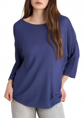 Μπλούζα Μακρυμάνικη Attrattivo Πλεκτή Με Ανοιχτή Λαιμόκοψη 9P23393-BLUE Γυναικείο