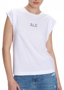 Μπλούζα Αμάνικη Ale Με Λογότυπο Από Στρας 81039233-WHITE Γυναικείο